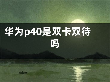 華為p40是雙卡雙待嗎