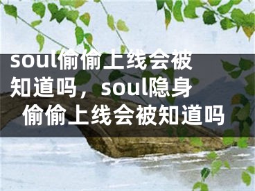 soul偷偷上線會被知道嗎，soul隱身偷偷上線會被知道嗎