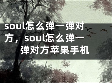 soul怎么彈一彈對(duì)方，soul怎么彈一彈對(duì)方蘋(píng)果手機(jī)