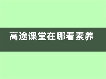 高途課堂在哪看素養(yǎng)