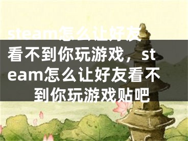 steam怎么讓好友看不到你玩游戲，steam怎么讓好友看不到你玩游戲貼吧