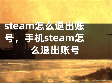 steam怎么退出賬號，手機steam怎么退出賬號