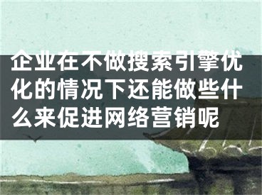 企業(yè)在不做搜索引擎優(yōu)化的情況下還能做些什么來促進(jìn)網(wǎng)絡(luò)營(yíng)銷呢 