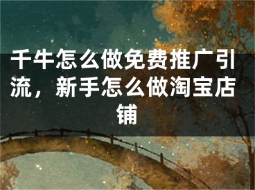 千牛怎么做免費(fèi)推廣引流，新手怎么做淘寶店鋪