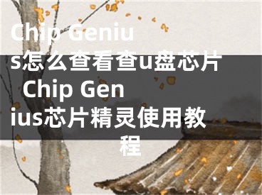 Chip Genius怎么查看查u盤芯片  Chip Genius芯片精靈使用教程