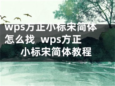 wps方正小標(biāo)宋簡體怎么找  wps方正小標(biāo)宋簡體教程