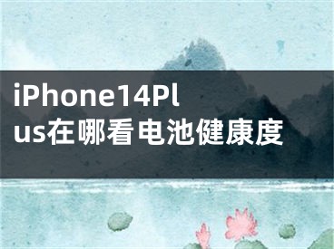 iPhone14Plus在哪看電池健康度