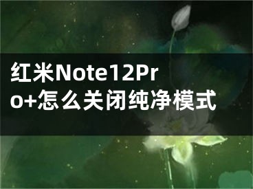 紅米Note12Pro+怎么關(guān)閉純凈模式