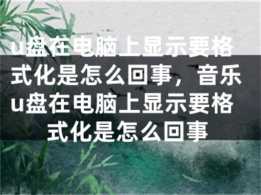 u盤在電腦上顯示要格式化是怎么回事，音樂u盤在電腦上顯示要格式化是怎么回事