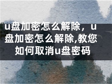 u盤加密怎么解除，u盤加密怎么解除,教您如何取消u盤密碼