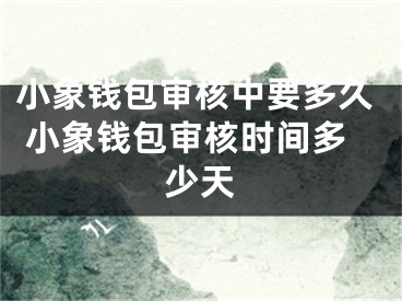 小象錢(qián)包審核中要多久 小象錢(qián)包審核時(shí)間多少天