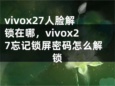 vivox27人臉解鎖在哪，vivox27忘記鎖屏密碼怎么解鎖