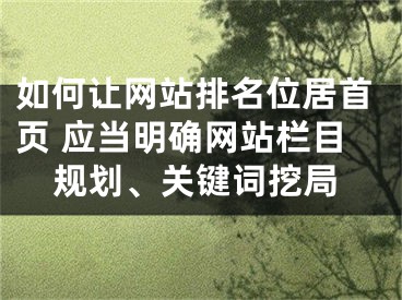 如何讓網(wǎng)站排名位居首頁 應(yīng)當(dāng)明確網(wǎng)站欄目規(guī)劃、關(guān)鍵詞挖局