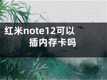 紅米note12可以插內(nèi)存卡嗎