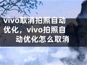 vivo取消拍照自動優(yōu)化，vivo拍照自動優(yōu)化怎么取消