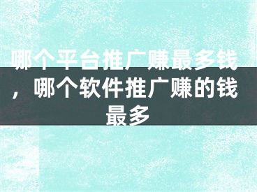 哪個(gè)平臺(tái)推廣賺最多錢，哪個(gè)軟件推廣賺的錢最多