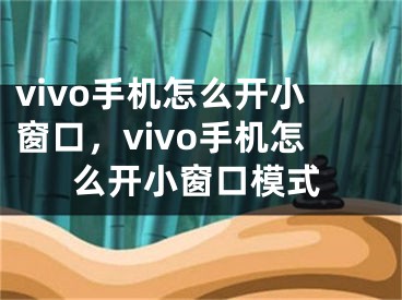 vivo手機(jī)怎么開小窗口，vivo手機(jī)怎么開小窗口模式