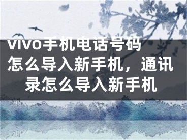 vivo手機電話號碼怎么導(dǎo)入新手機，通訊錄怎么導(dǎo)入新手機