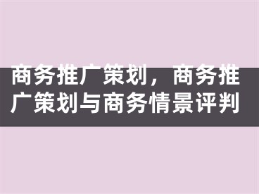 商務(wù)推廣策劃，商務(wù)推廣策劃與商務(wù)情景評(píng)判