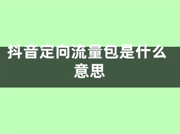 抖音定向流量包是什么意思