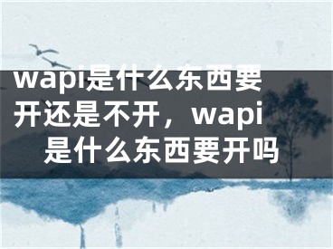 wapi是什么東西要開(kāi)還是不開(kāi)，wapi是什么東西要開(kāi)嗎