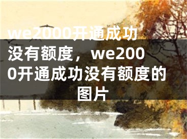 we2000開通成功沒有額度，we2000開通成功沒有額度的圖片