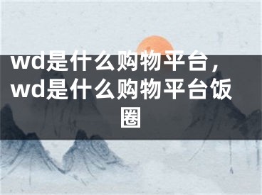 wd是什么購物平臺，wd是什么購物平臺飯圈