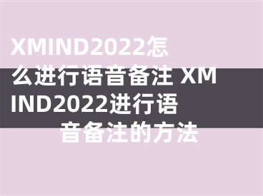 XMIND2022怎么進(jìn)行語音備注 XMIND2022進(jìn)行語音備注的方法