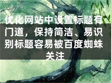 優(yōu)化網(wǎng)站中設(shè)置標(biāo)題有門道，保持簡潔、易識別標(biāo)題容易被百度蜘蛛關(guān)注