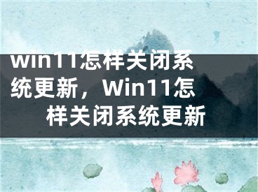 win11怎樣關(guān)閉系統(tǒng)更新，Win11怎樣關(guān)閉系統(tǒng)更新