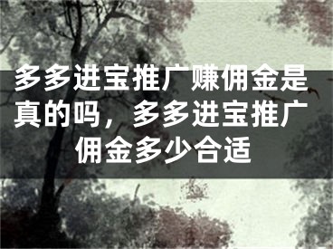 多多進寶推廣賺傭金是真的嗎，多多進寶推廣傭金多少合適