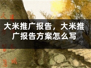 大米推廣報(bào)告，大米推廣報(bào)告方案怎么寫