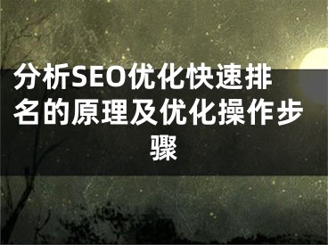 分析SEO優(yōu)化快速排名的原理及優(yōu)化操作步驟