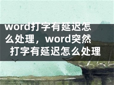 word打字有延遲怎么處理，word突然打字有延遲怎么處理