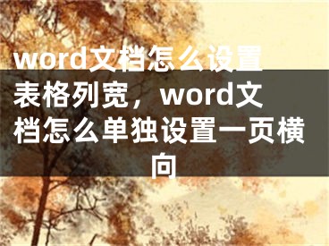 word文檔怎么設(shè)置表格列寬，word文檔怎么單獨(dú)設(shè)置一頁橫向