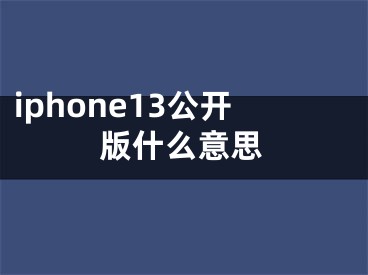 iphone13公開版什么意思