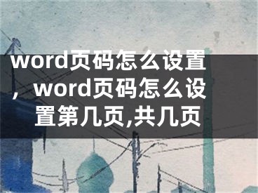 word頁碼怎么設(shè)置，word頁碼怎么設(shè)置第幾頁,共幾頁