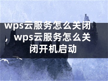 wps云服務(wù)怎么關(guān)閉，wps云服務(wù)怎么關(guān)閉開(kāi)機(jī)啟動(dòng)