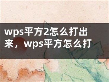 wps平方2怎么打出來，wps平方怎么打