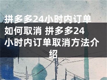 拼多多24小時內(nèi)訂單如何取消 拼多多24小時內(nèi)訂單取消方法介紹