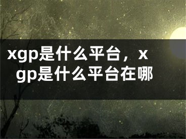 xgp是什么平臺，xgp是什么平臺在哪