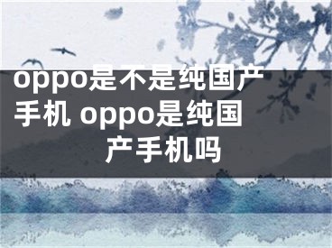 oppo是不是純國產(chǎn)手機(jī) oppo是純國產(chǎn)手機(jī)嗎