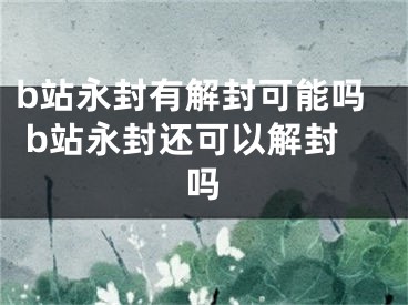 b站永封有解封可能嗎 b站永封還可以解封嗎