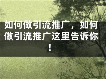 如何做引流推廣，如何做引流推廣這里告訴你!