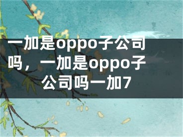 一加是oppo子公司嗎，一加是oppo子公司嗎一加7