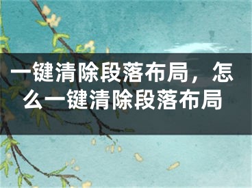 一鍵清除段落布局，怎么一鍵清除段落布局