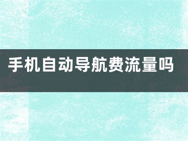 手機(jī)自動(dòng)導(dǎo)航費(fèi)流量嗎