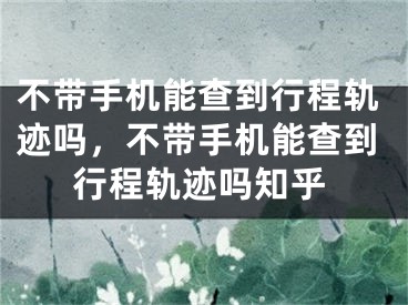 不帶手機能查到行程軌跡嗎，不帶手機能查到行程軌跡嗎知乎