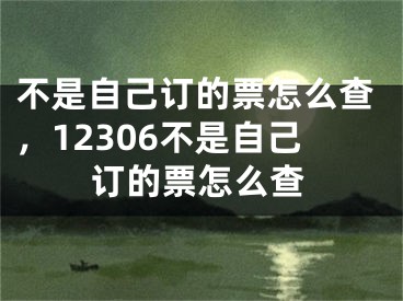 不是自己訂的票怎么查，12306不是自己訂的票怎么查