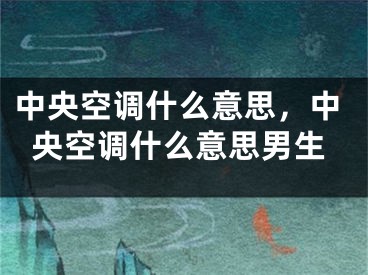 中央空調(diào)什么意思，中央空調(diào)什么意思男生